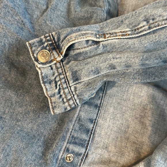 Hooded Zara kids jean shirt snap buttons size 3-4 - Picture 5 of 6